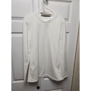 Baleaf Men's Larg Athletic Long Sleeve Shirt Ivory Polyester Spandex Workout Top